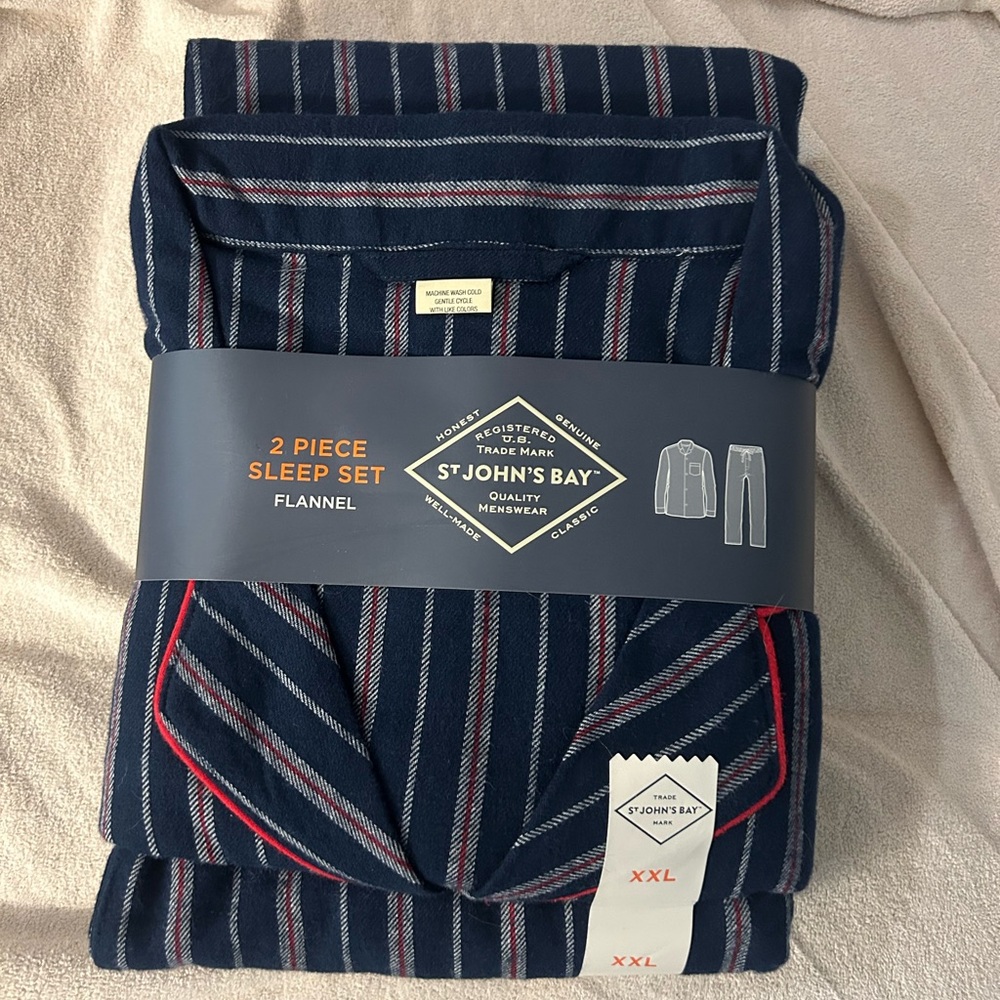 St. John's Bay Navy and Red Striped Sleep Set